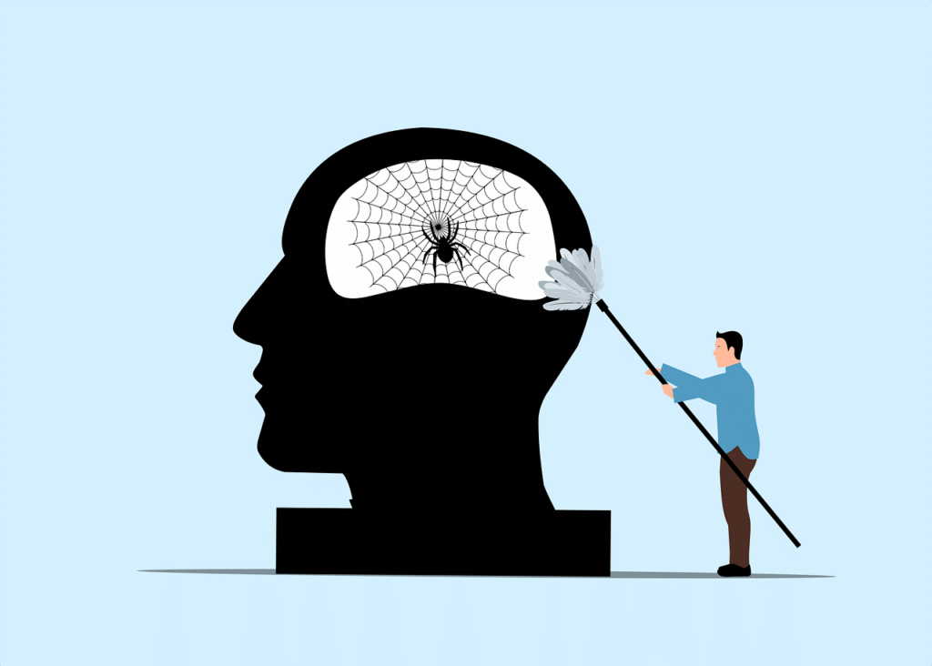 mind, clean, brain, psychology, psychologist, head, thinking, negativity, anxiety, spider, web, man, clutter, advice, cobweb, clarity, idea, thought, dust, mindset, confusion, mental, cleaning, dusting, mind, psychologist, clarity, clarity, mindset, mindset, mindset, mindset, mindset